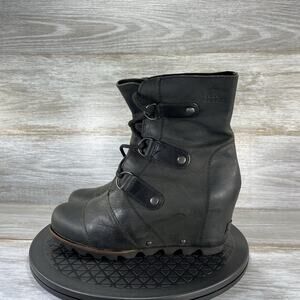 Sorel Women's Joan Of Arctic Wedge II Chelsea Black Boots Size 7.5